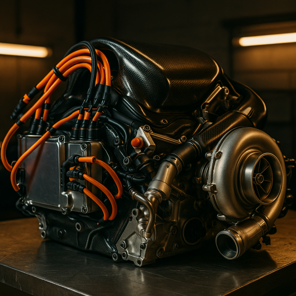 Close-up of F1 hybrid power unit components central to F1 2026 engine rules explained