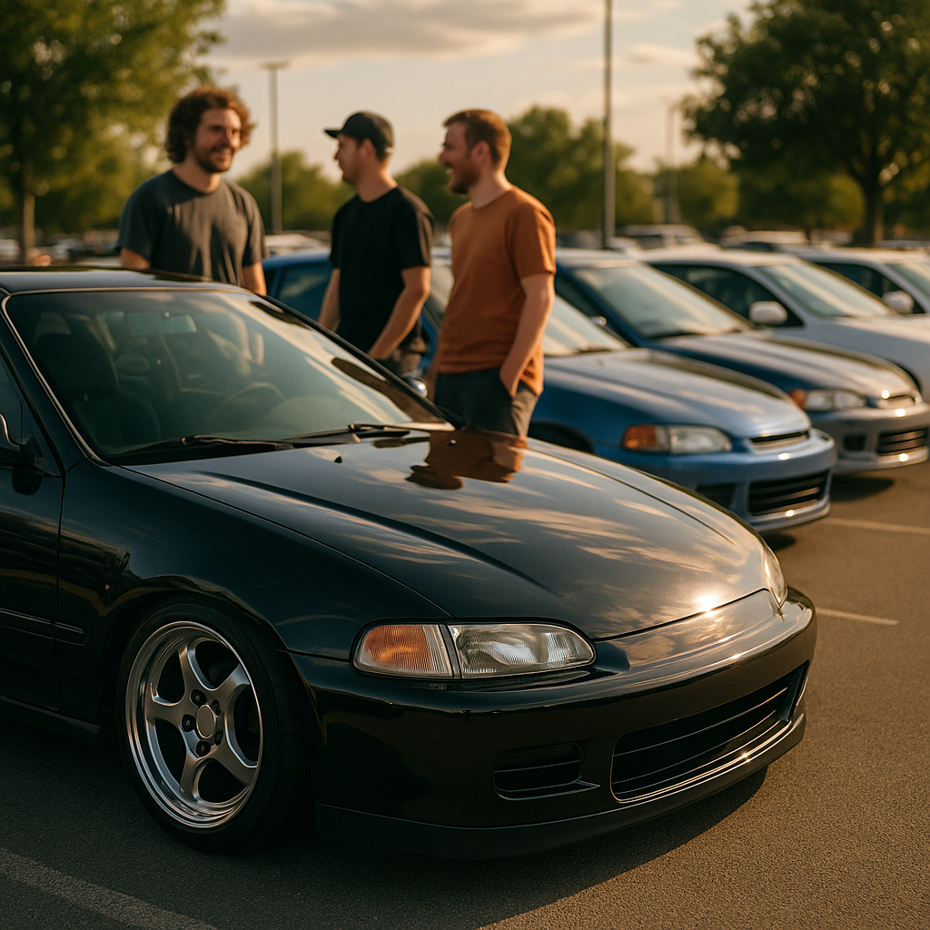 Modified car meet with a standout glossy build protected by ceramic coating for cars