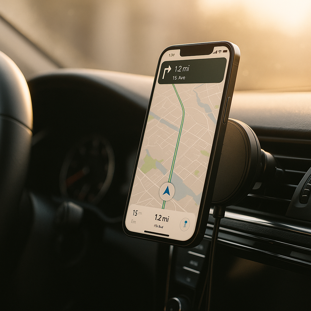 MagSafe wireless car charger mounted on car vent, best wireless car charger UK 2026 setup